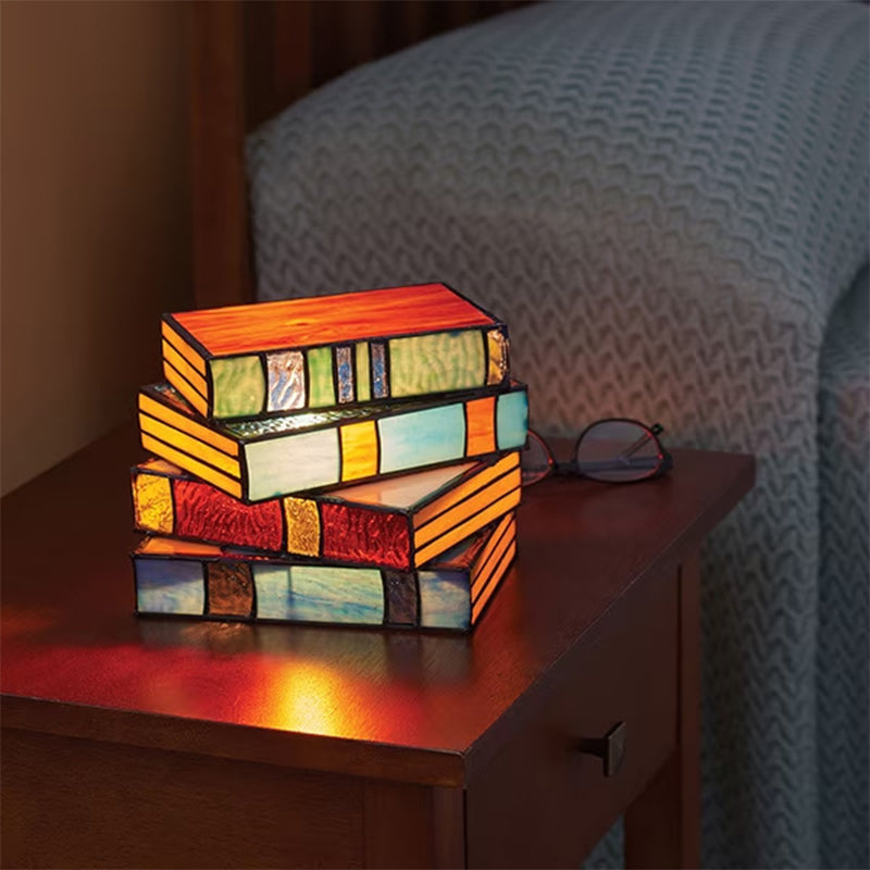 🔥Pre-sale discount!>>Stained Glass Stacked Books Lamp