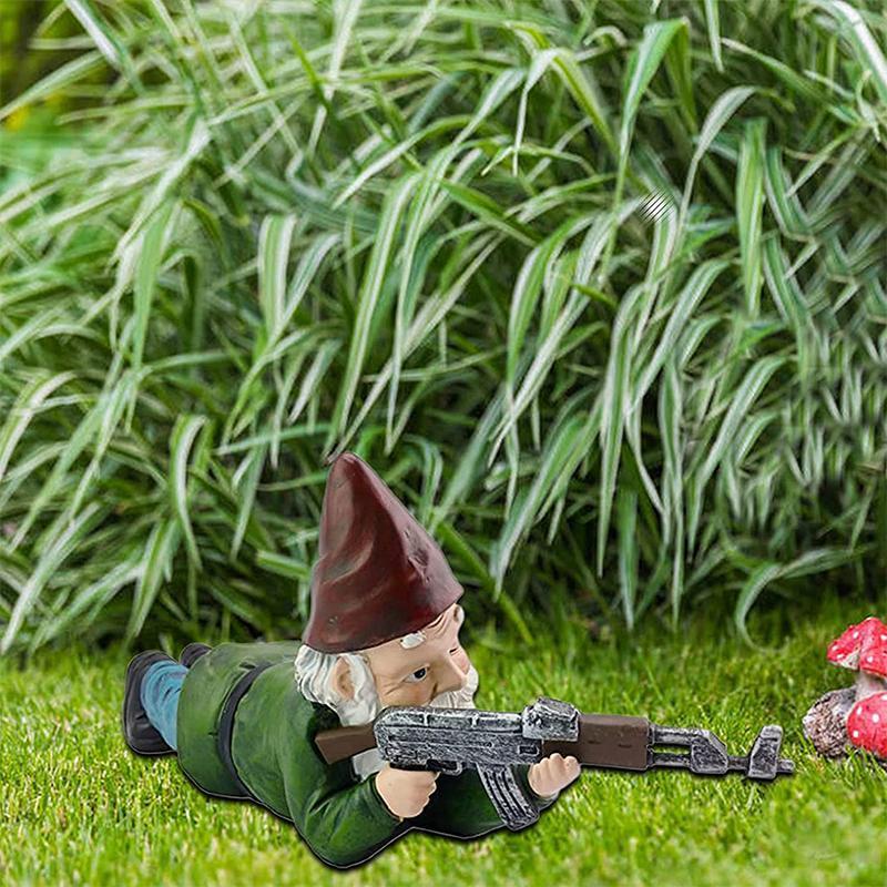 Garden Gnome With Camouflage Uniform And AK47
