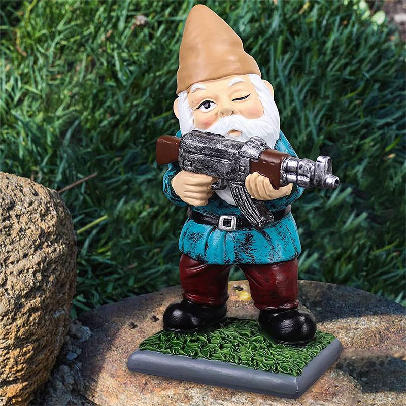 Garden Gnome With Camouflage Uniform And AK47