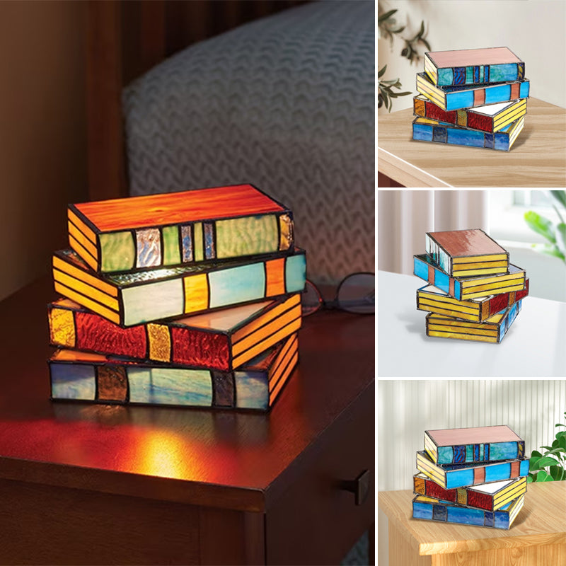 🔥Pre-sale discount!>>Stained Glass Stacked Books Lamp