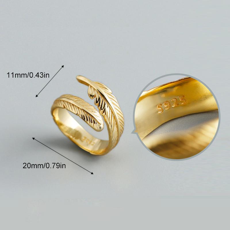 Adjustable Golden Plume Ring
